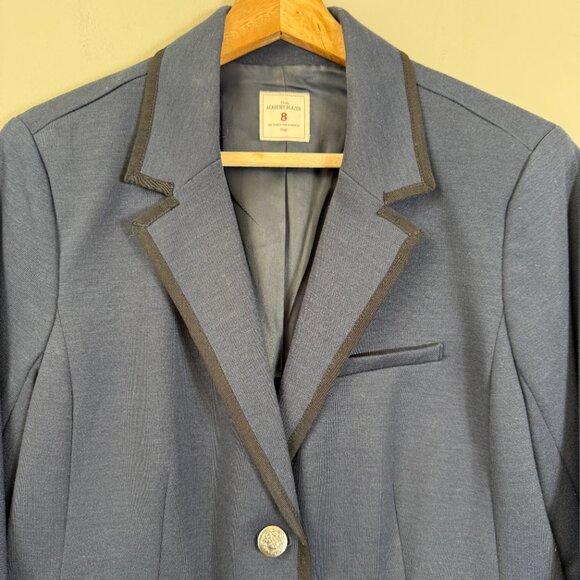 Gap The Academy Ponte Blazer Jacket Women's 8 Navy Blue Black Trim Career Formal - Picture 6 of 14